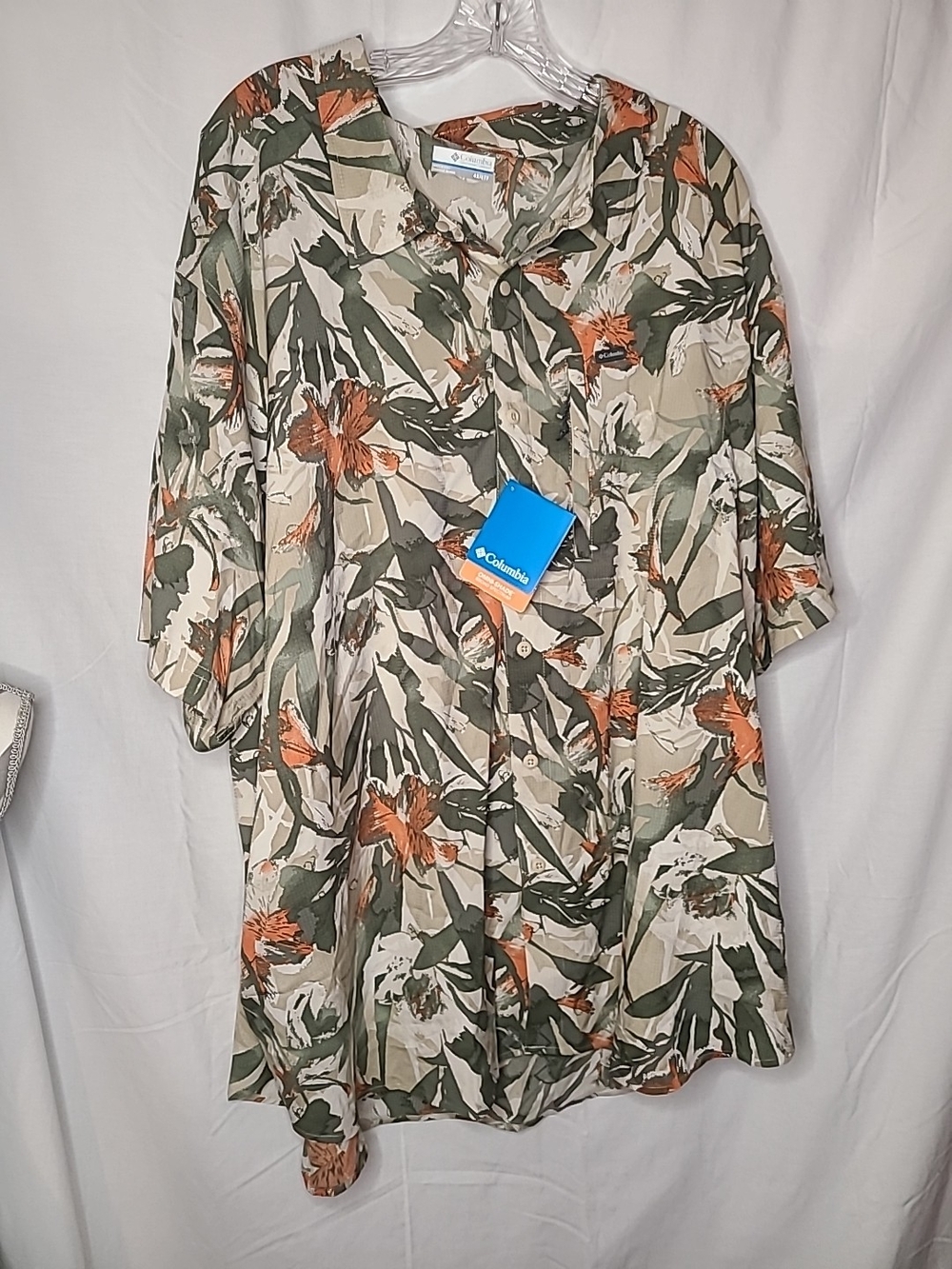 Columbia Men’s Sz 4XL Beige Floral Silver Ridge Utility Lite Novelty S/S Shirt